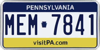 PA license plate MEM7841