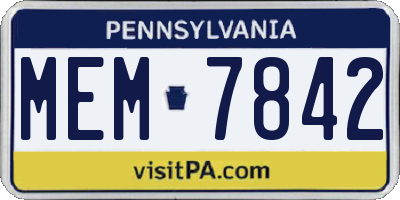 PA license plate MEM7842
