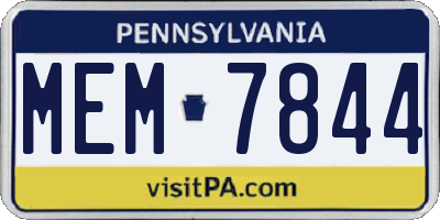 PA license plate MEM7844