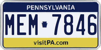 PA license plate MEM7846