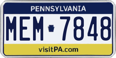 PA license plate MEM7848