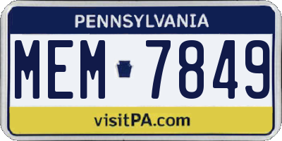 PA license plate MEM7849