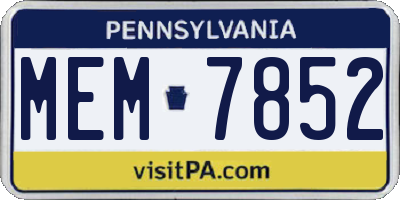 PA license plate MEM7852