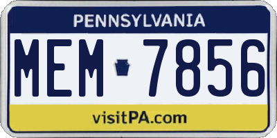 PA license plate MEM7856