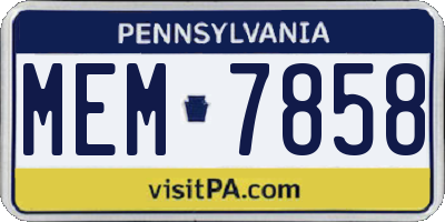PA license plate MEM7858