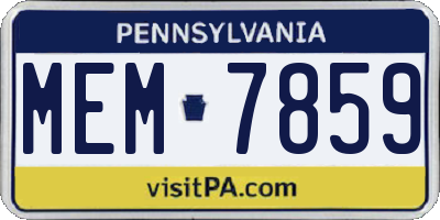 PA license plate MEM7859