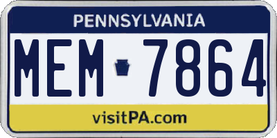 PA license plate MEM7864