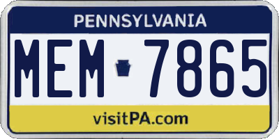 PA license plate MEM7865