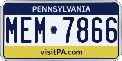 PA license plate MEM7866