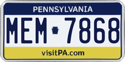 PA license plate MEM7868