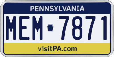 PA license plate MEM7871