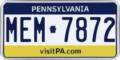 PA license plate MEM7872