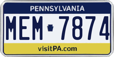 PA license plate MEM7874