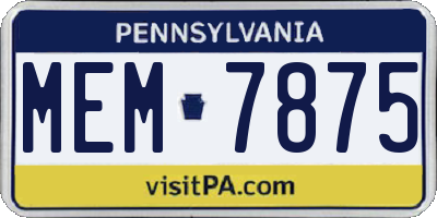PA license plate MEM7875