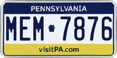 PA license plate MEM7876