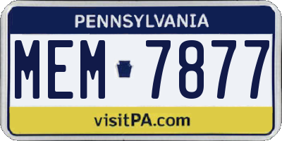 PA license plate MEM7877