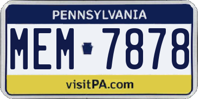 PA license plate MEM7878