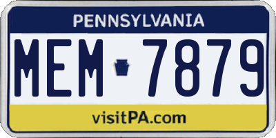 PA license plate MEM7879