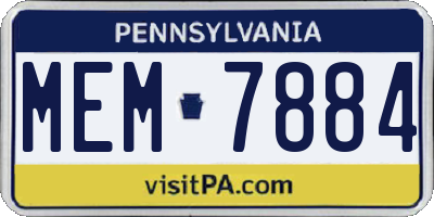 PA license plate MEM7884