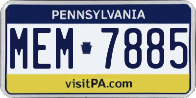 PA license plate MEM7885