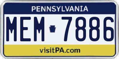 PA license plate MEM7886