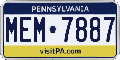 PA license plate MEM7887