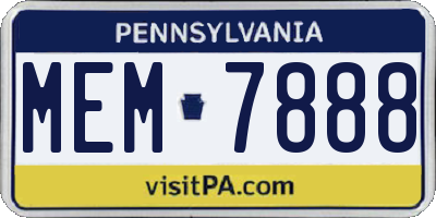 PA license plate MEM7888