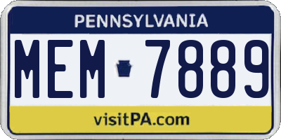 PA license plate MEM7889