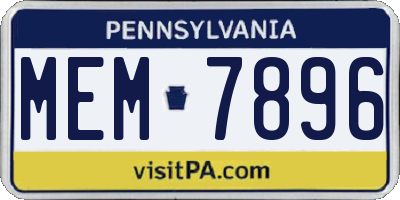 PA license plate MEM7896