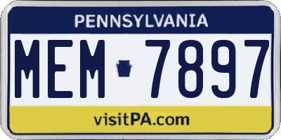 PA license plate MEM7897