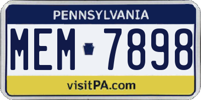 PA license plate MEM7898