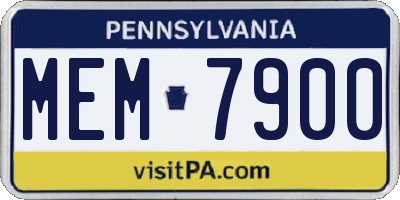 PA license plate MEM7900