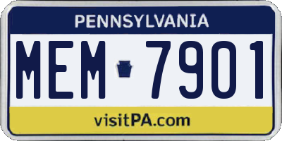 PA license plate MEM7901