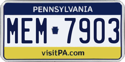 PA license plate MEM7903