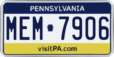 PA license plate MEM7906