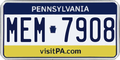PA license plate MEM7908
