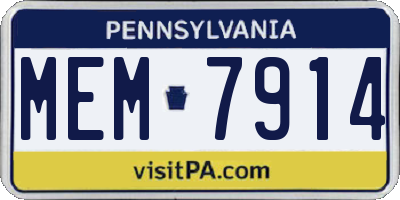 PA license plate MEM7914