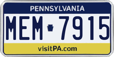 PA license plate MEM7915