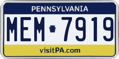 PA license plate MEM7919
