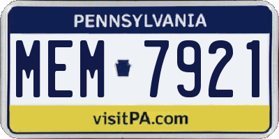 PA license plate MEM7921