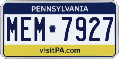 PA license plate MEM7927