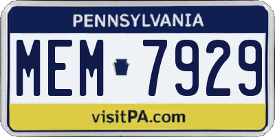 PA license plate MEM7929