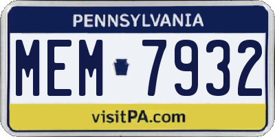 PA license plate MEM7932