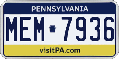 PA license plate MEM7936