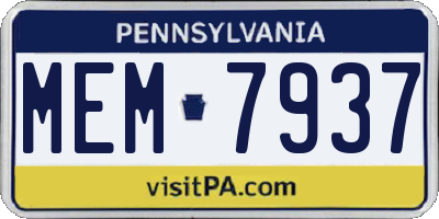 PA license plate MEM7937