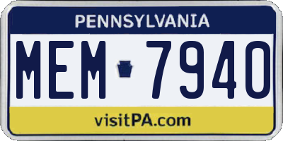 PA license plate MEM7940