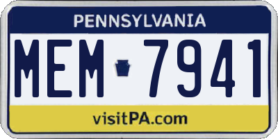 PA license plate MEM7941