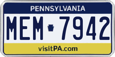 PA license plate MEM7942