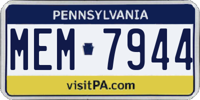 PA license plate MEM7944