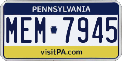 PA license plate MEM7945